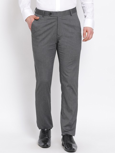 

COBB Men Grey Regular Fit Self Design Formal Trousers