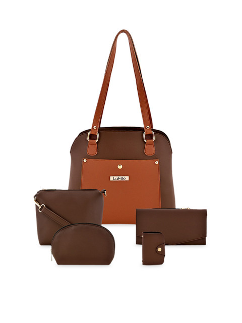 

LaFille Set Of 5 Brown Colourblocked Shoulder Bag