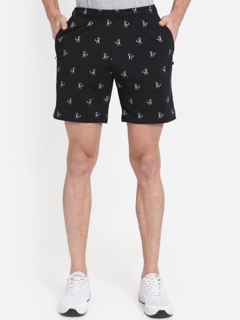

PROTEENS Men Black Printed Regular Fit Regular Shorts