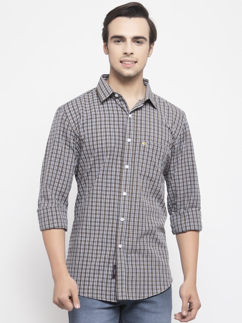 

Allen Cooper Men Black Slim Fit Checked Casual Shirt