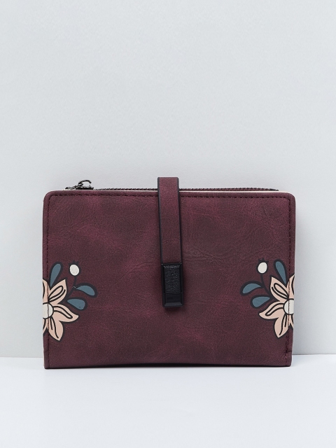 

max Women Burgundy Printed Three Fold Wallet