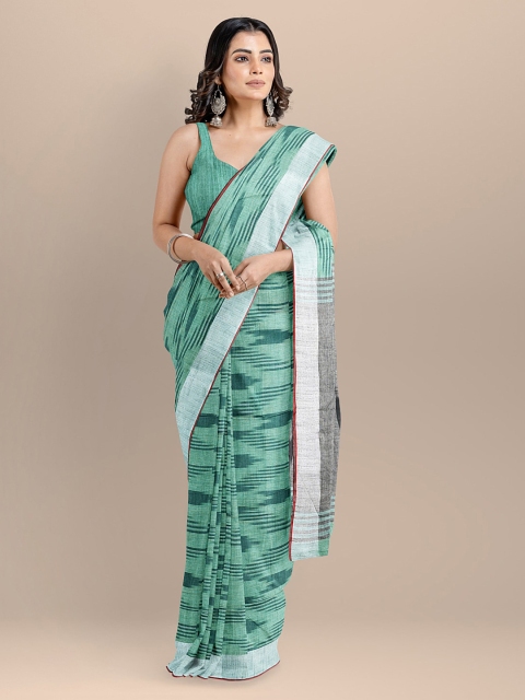 

BharatSthali Green Pure Cotton Woven Design Ikat Saree