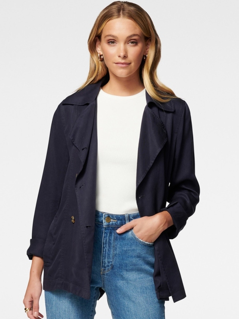 

Forever New Women Navy Blue Solid Tailored Jacket