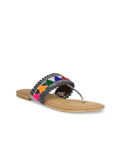 

Inc 5 Women Grey Colourblocked Open Toe Flats
