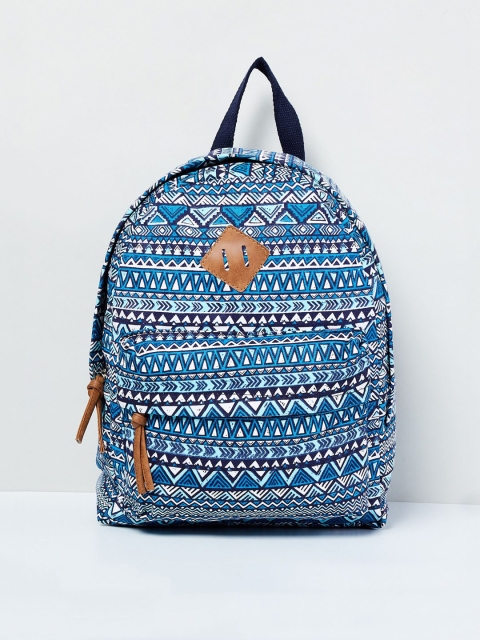 

max Women Blue & White Graphic Backpack