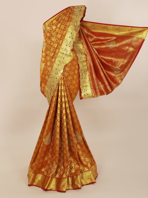 

Pothys Mustard Yellow Pure Silk Woven Design Kanjeevaram Saree