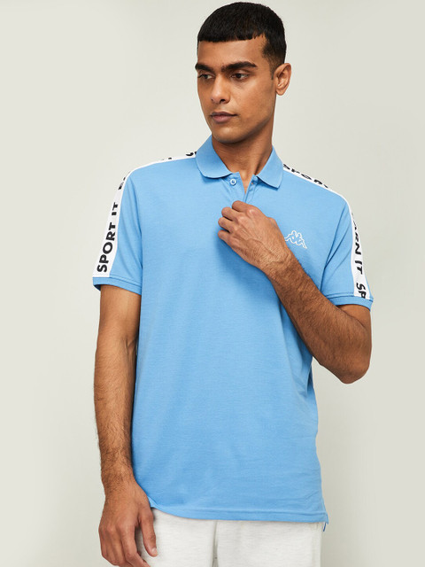 

Kappa Men Blue Solid Polo Collar T-shirt