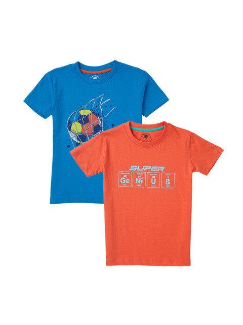 

Cub McPaws Boys Pack Of 2 Printed Round Neck T-shirt, Blue