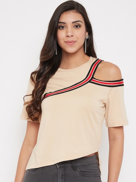 

CAMLA Beige Cold-Shoulder Sleeves Top
