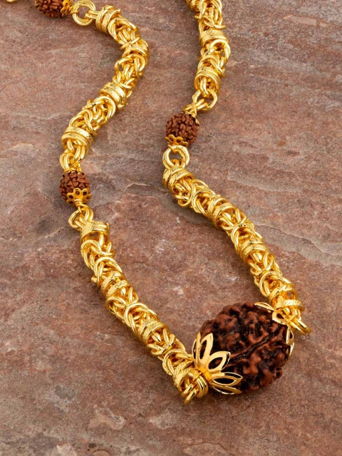

Dare by Voylla Men Gold-Toned & Brown Metal Gold-Plated Chain