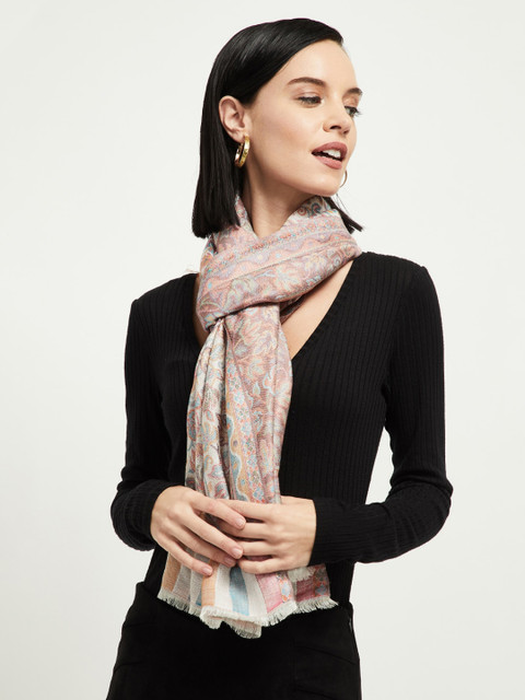 

max Women Beige & Blue Self Design Scarf