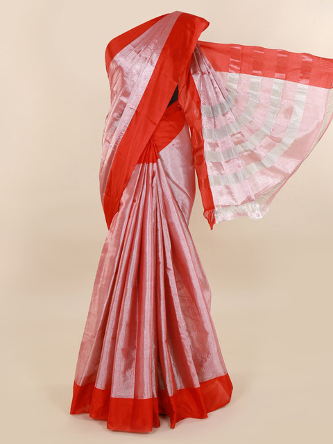 

Pothys Red & Pink Tissue Solid Saree
