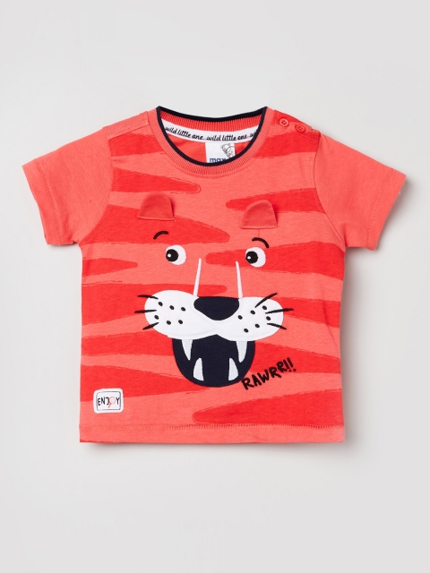 

max Boys Orange Printed Round Neck T-shirt