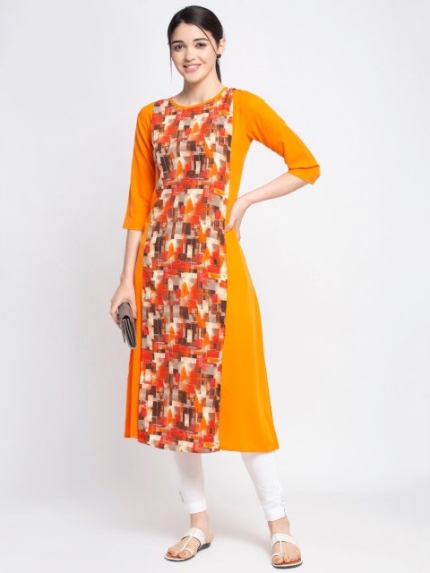 

ALC Creations Women Orange Printed Anarkali Kurta