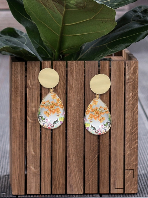

MIDASKART Gold-Toned Contemporary Drop Earrings