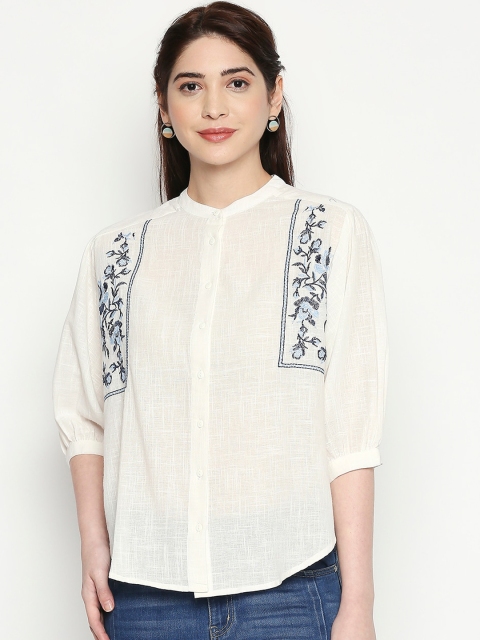 

People Women Off-White Floral Print Shirt Style Top