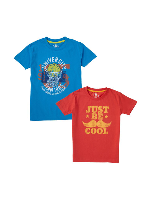 

Cub McPaws Boys Pack of 2 Printed Round Neck T-shirt, Red