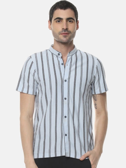

Campus Sutra Men Blue & Off-White Regular Fit Striped Casual Shirt
