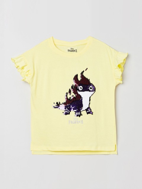 

max Girls Yellow Embellished Tshirt