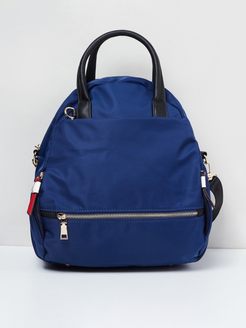 

max Women Navy Blue & Black Solid Backpack