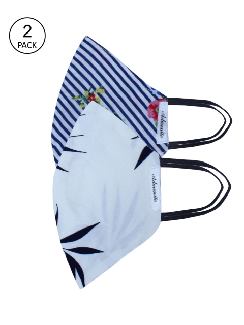 

ADORENITE Women Pack Of 2 Printed 2-Ply Reusable Protective Outdoor Cloth Masks, Blue