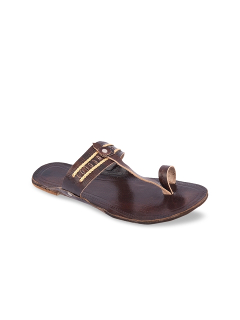 DESI COLOUR Women Brown Woven Design One Toe Flats