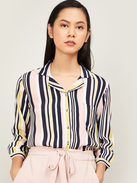 

Bossini Women Pink Striped Shirt Style Top