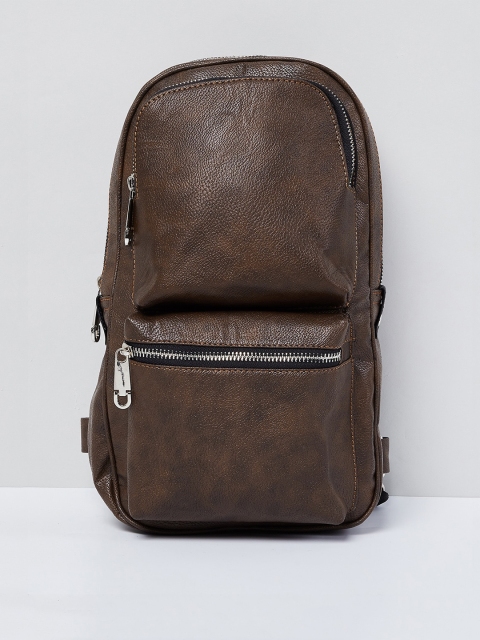 

max Men Brown Textured Backpack