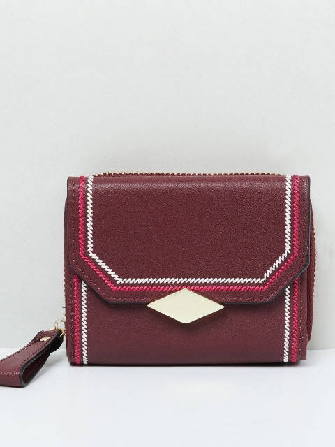 

max Women Maroon Solid Three Fold Wallet