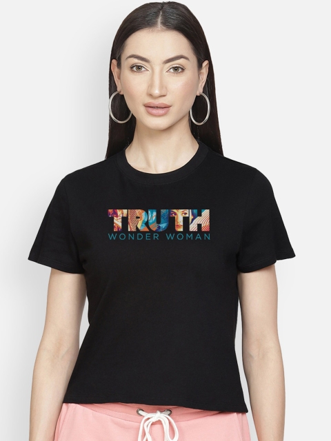 

Free Authority Women Black Wonder Woman Print Round Neck T-shirt