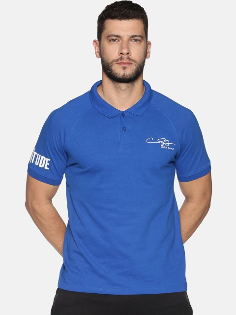 

ATTIITUDE Men Blue Printed Polo Collar T-shirt