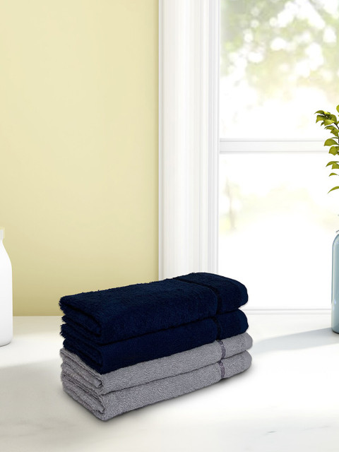 

CORE Designed by SPACES Unisex Set Of 4 Solid 380 GSM Hand Towels, Grey