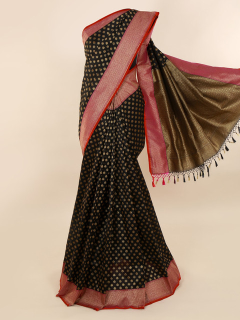 

Pothys Black & Red Pure Silk Woven Design Banarasi Saree