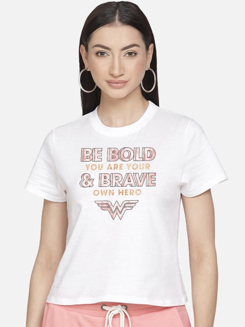 

Free Authority Women White & Pink Wonder Woman Print T-shirt
