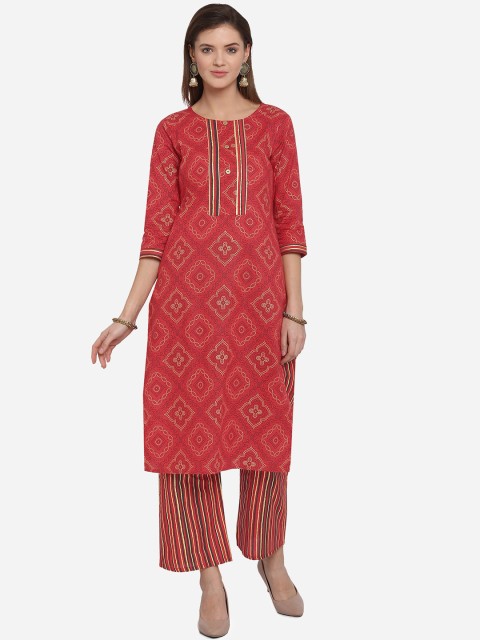 

Mirchi Fashion Women Red Printed Kurta with Palazzos