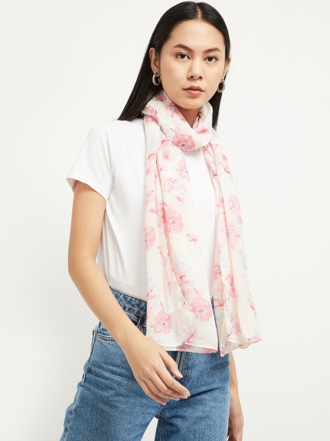 

max Women Off-White & Pink Printed Scarf