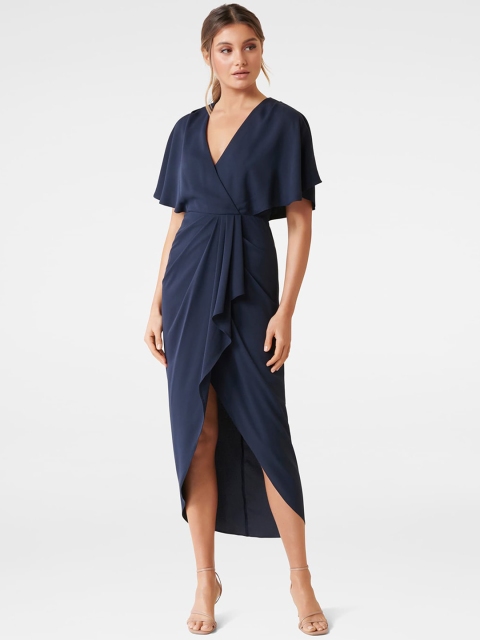 

Forever New Women Navy Blue Solid Wrap Dress