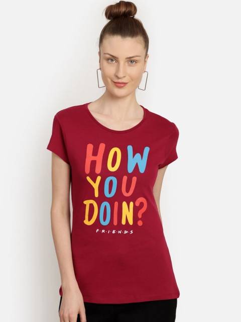 

Free Authority Women Maroon Friends Print T-shirt