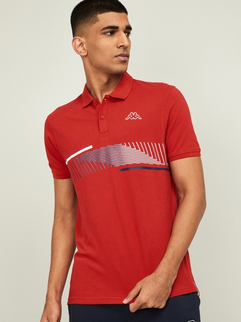 

Kappa Men Red Printed Polo Collar T-shirt