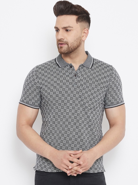 

Adobe Men Grey Printed Polo Collar T-shirt