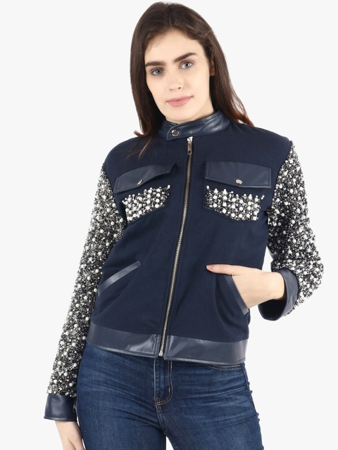 

Diwaah Women Blue Printed Denim Jacket