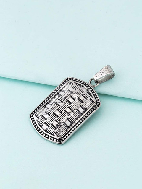 

Dare by Voylla Men Oxidized Silver-Plated Classic Textured Pendant