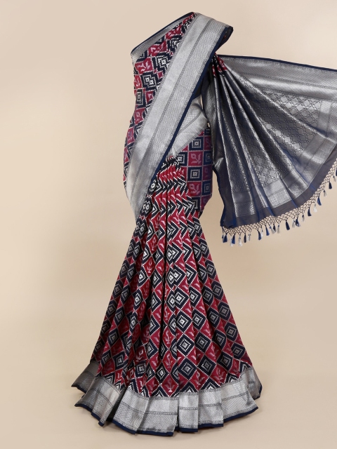 

Pothys Blue & Silver-Toned Pure Silk Woven Design Banarasi Saree