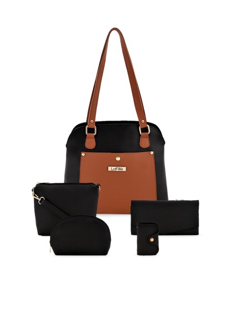 

LaFille Black & Brown Colourblocked Shoulder Bag