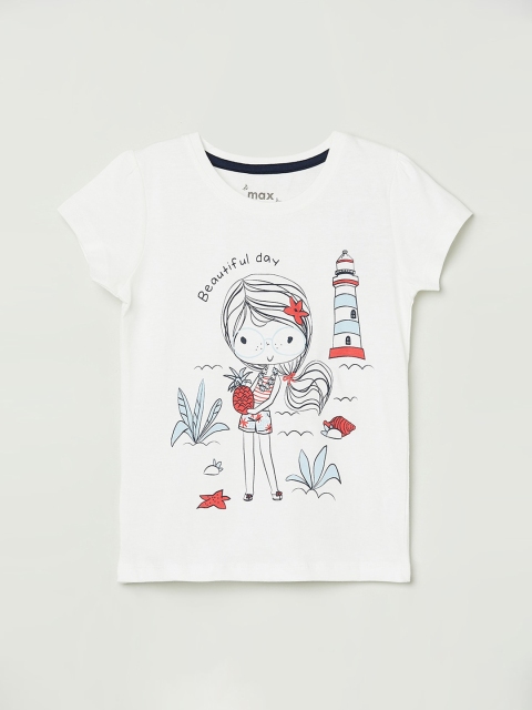 

max Girls Cream-Coloured T-shirt