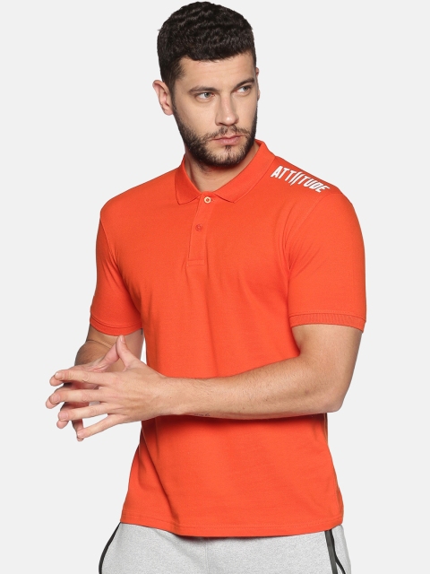 

ATTIITUDE Men Orange Solid Polo Collar T-shirt