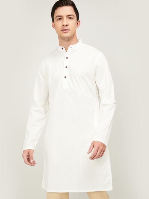 

Melange by Lifestyle Men White Solid Straight Kurta