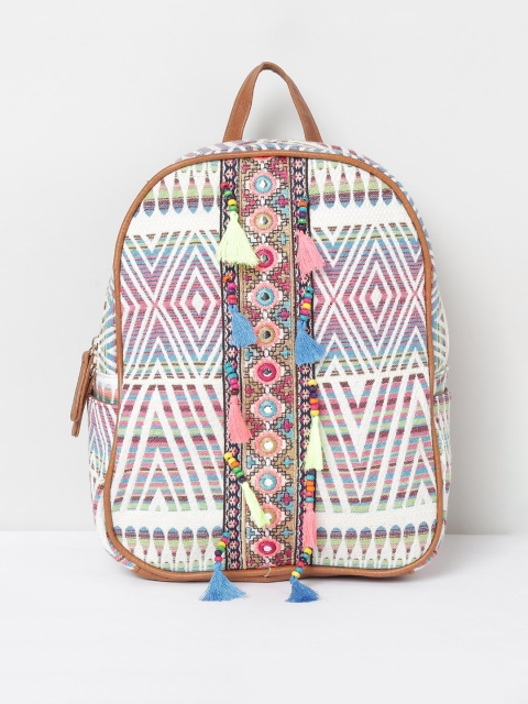 

max Women Off-White & Purple Geometric Backpack