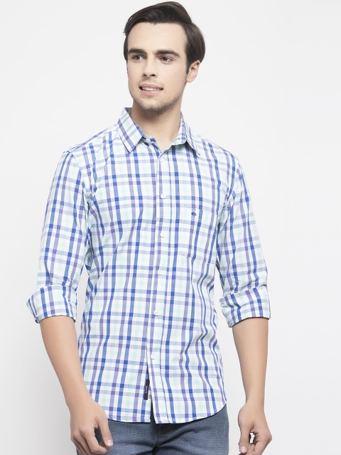 

Allen Cooper Men White Slim Fit Checked Casual Shirt