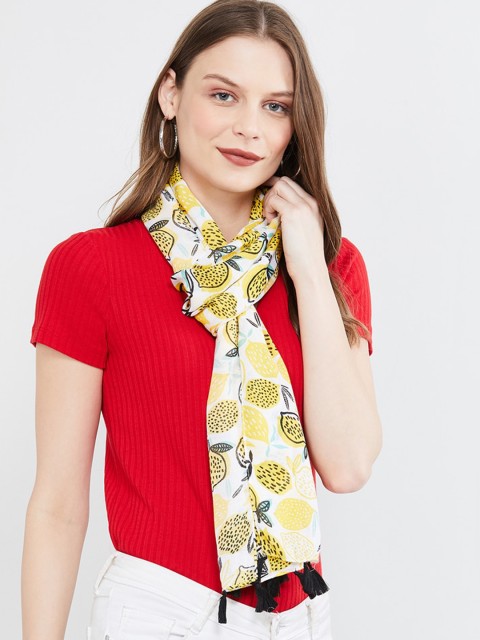 

max Women Yellow & White Printed Scarf